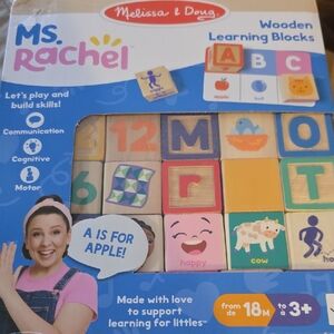 Melissa & Doug Wooden Learning Blocks - Blue, Yellow, Pink, Green, Orange